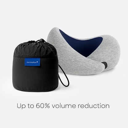 Ostrichpillow Go Neck Pillow, Travel Pillows for Airplanes, Premium Memory Foam Travel Pillow, 360º Ergonomic Design, Asymmetrical Sides, Travel Bag Included, Washable Modal Cover