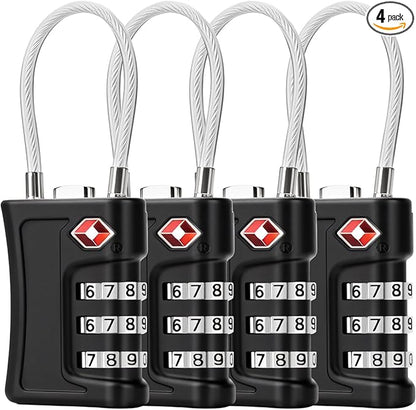 TSA Locks for Luggage, 3 Digit Combination, Suitcase Locks TSA Approved, Easy Read Dials, Luggage Locks for Suitcase, Toolbox, Backpack, Bag, Gym Locker