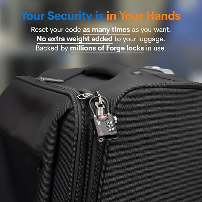 TSA Approved Cable Luggage Locks, 6 Pack, Easy Read Dials with Alloy Body