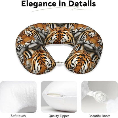 Neck Support Pillow, Comfortable Memory Foam Car/Flight/Airplane Chin Pillows U Shaped Cushion for Office Travel Sleeping Tiger Face