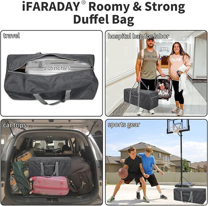Foldable Duffle Bag for Travel - 75L Large Spare Travel Duffel Bag Lightweight with Trolley Sleeve - Grey