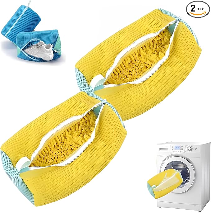 Shoe Washing Machine Bag Sole suds Magic Bag Laundry Shoes Bag (2pc Yellow)