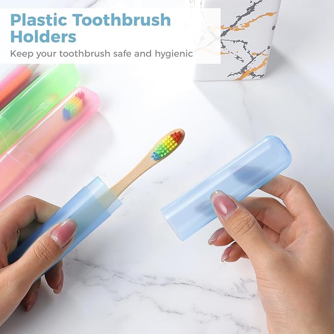 Lnrueg 60PCS Portable Travel Toothbrush Holder Case, Plastic Toothbrush Case, Toothbrush Cases for Indoor, Outdoor, Travel, Camping, School, and Home Use