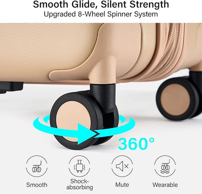 Hanke Expandable 26 Inch Luggage with Spinner Wheels, Hardside Large Suitcase, All-PC Hard Shell Travel Luggage, TSA Lock, Lightweight Durable Checked-Medium (Cuba Sand, 93L)