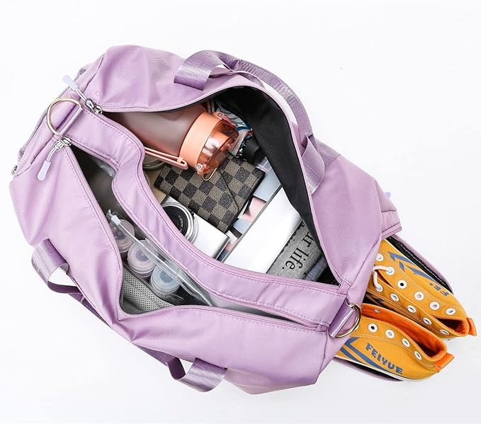 MABROUC Duffle Bag For Women, Sports Duffel Bag for Gym with Wet Pocket & Shoe Compartment, Overnight Weekender Travel Bag