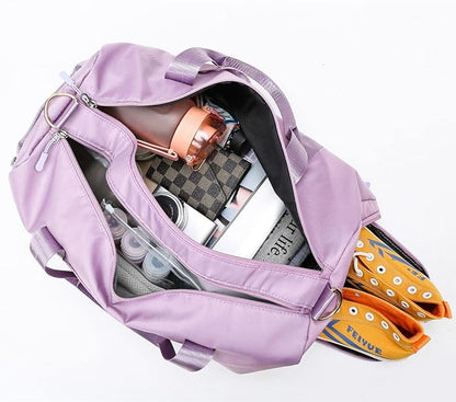 MABROUC Duffle Bag For Women, Sports Duffel Bag for Gym with Wet Pocket & Shoe Compartment, Overnight Weekender Travel Bag