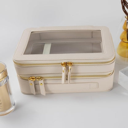 SANHECUN Clear Travel Toiletry bag Toiletry Case Carry on Travel Accessories Bag Makeup Bag(White, SHC-TL-2)