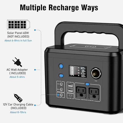 Portable Power Station 350W, Powkey 260Wh/70,000mAh Backup Lithium Battery, 110V Pure Sine Wave Power Bank with 2 AC Outlets, Portable Generator for Outdoors Camping Travel Hunting Emergency