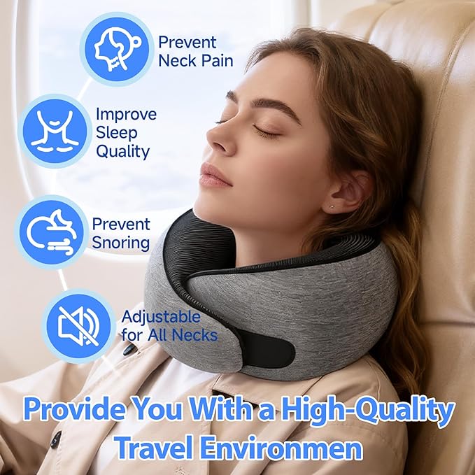 Travel Pillows for Airplanes,360° Support Stowable Travel Pillow, Neck Pillow Airplane with Memory Foam Portable Travel Neck Pillow for Traveling, Suitable for Airplanes, Offices, and Cars