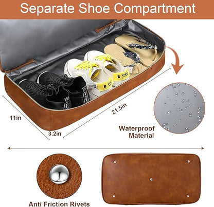 Weekender Bag for Women, Travel Duffel Bag Carry On Overnight Bag with Shoe Compartment Large Nylon Travel Weekend Tote Bag