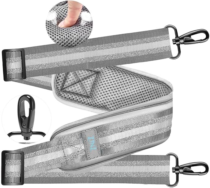 ZINZ Ultra-Thick Fixed Pad Shoulder Strap 76-inch Universal Bag Strap with Breathable Cushion and Dual Balanced Adjustable Buckles for Laptop Bag Messenger Bag Crossbody etc -Gray Silver Jacquard