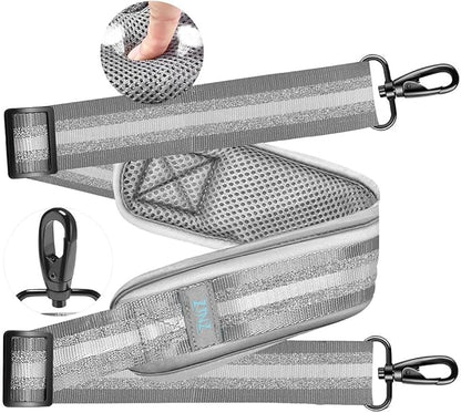 ZINZ Ultra-Thick Fixed Pad Shoulder Strap 76-inch Universal Bag Strap with Breathable Cushion and Dual Balanced Adjustable Buckles for Laptop Bag Messenger Bag Crossbody etc -Gray Silver Jacquard