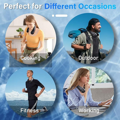 Neck Fan - Portable Neck Fan with Neck Support, 5 Speeds, All Around Airflow, Hand-free Bladeless Personal Cooling Fans, Rechargeable Wearable Fan for Outdoor and Indoor, Festival Gifts for Men Women