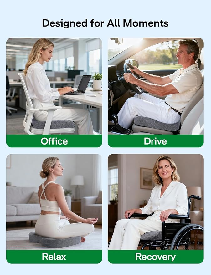 medisana Gel Seat Cushion for Office Chair, Car Seat & Wheelchair, GC 100 Office Chair Cushion for Tailbone, Back & Sciatica Pain Relief Pillow, Best Gift for Office Workers, Drivers, Wheelchair Users