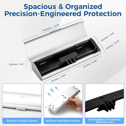 Aluminum Electric Toothbrush Travel Case, 2 in 1 Travel Toothbrush Holder for Oral B/Oral-B Pro 1000 1500 5000 7000 and Most Electric Toothbrush for Traveling, Removable Silicone Liner-Silver