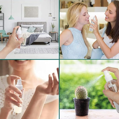 100PCS 2oz/60ml Small Spray Bottle, Clear Fine Mist Spray Bottle Mini Empty Hair Spray Bottle, Plastic Refillable Cosmetic Containers for Plants, Cleaning, Misting & Skin Care