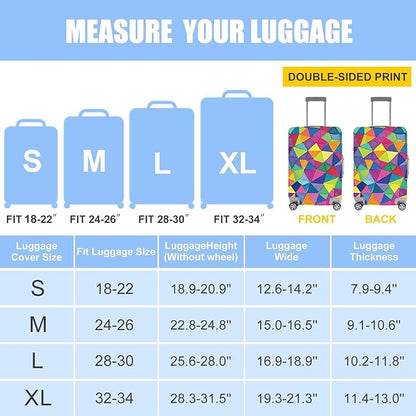 Colorful Geometric Luggage Cover – Durable and Stretchable Travel Suitcase Protector with Vibrant Pattern, Fits 24''–26'' Suitcase with Wheels,M