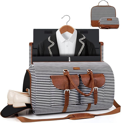 Garment Duffle Bag for Travel - Convertible Carry on Garment Duffel Travel Bag for Women Men Large Weekender Bag with Shoes Pouch 2 in 1 Hanging Suit Travel Duffel Bag 3pcs Set