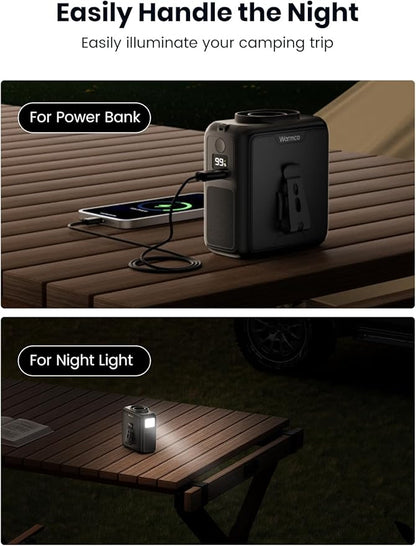 Warmco Portable Waist Fan,10000mAh Rechargeable Clip On Belt Fan with LED Light, 4 Speeds & 16000RPM Strong Airflow Wearable Neck for Camping, Outdoor, Hiking