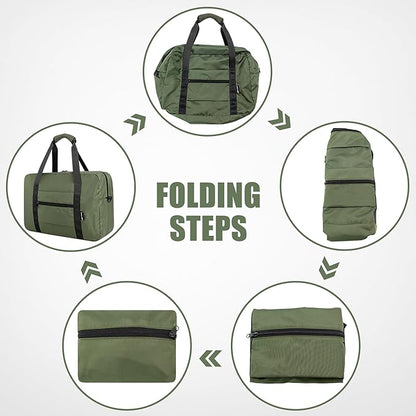 Foldable Travel Duffle Bag, Airlines Approved Carry On Bag Weekender Overnight Bag for Men Women, 40L (Army green)