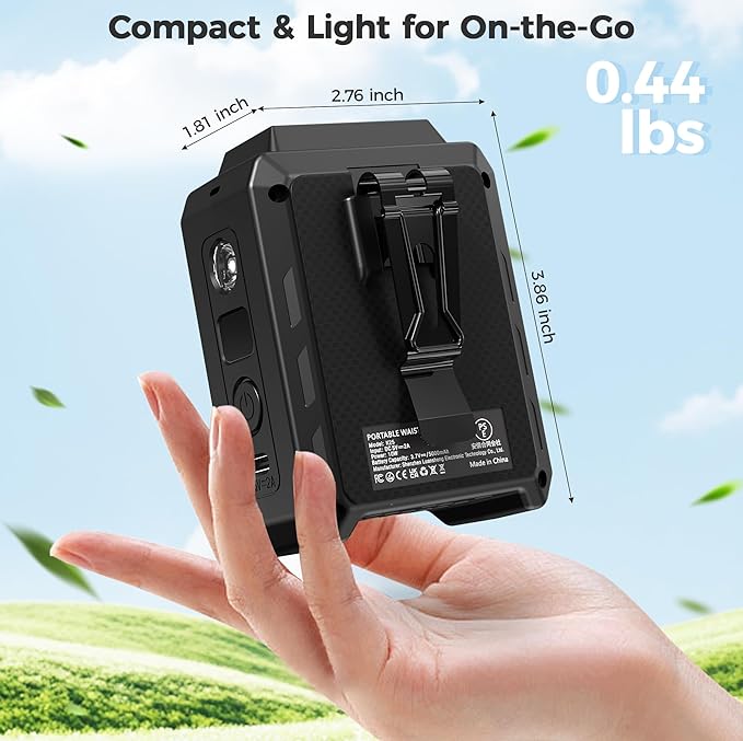 COMLIFE Portable Mini Waist Fan - Rechargeable Clip on Belt Wearable Body Fan, Max 20H Cooling,5 Speeds 16000RPM Turbo Hands-Free Under-Shirt Neck Fan for Outdoor Jobsite Camping Traveling