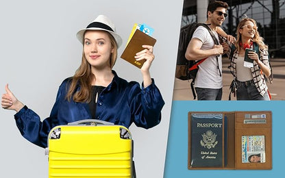 Personalized Monogrammed Antique Saddle Leather RFID Passport Wallet and Luggage Tag