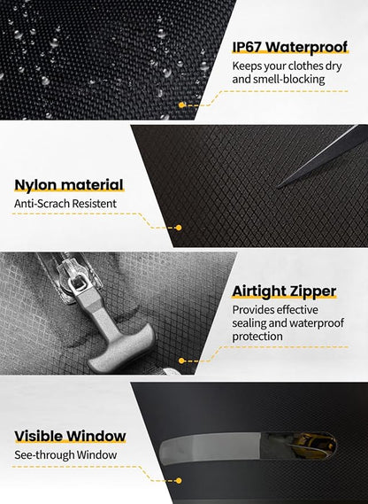 Travel Vacuum Bags with Pump, IP67 Reusable Waterproof Nylon Vacuum Compression Bags with See-through Window for Carry On Suitcases and Backpack,vacuum seal bags for clothing travel ( 3PCS-PUMP )