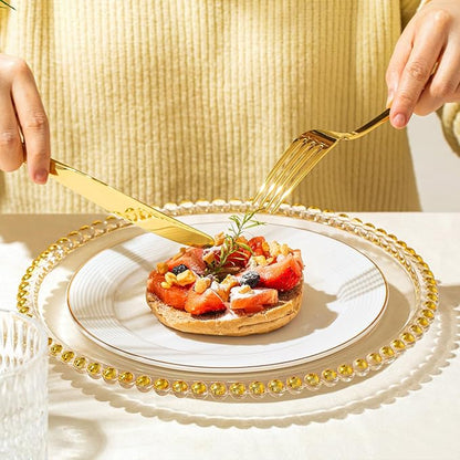 KINGSTONE 40 Piece Teardrop Silverware Set for 8, 18/10 Stainless Steel Flatware Set, Modern Design Cutlery Set for Home/Hotel/Wedding,Mirror Polished and Dishwasher Safe, Gold