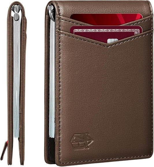 Zitahli Wallet for Men-6 Slots ID Window-Mens Wallets-Slim Wallet Classic Spring Money Clip RFID Blocking-Gift for Men