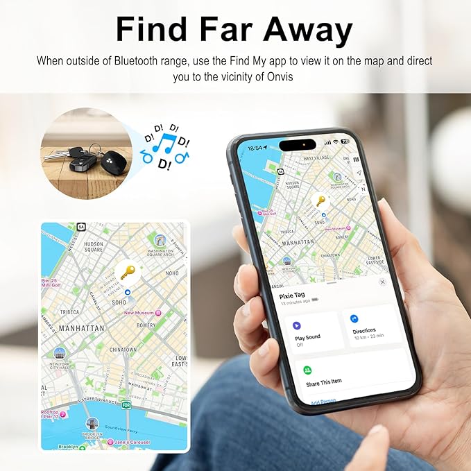 Onvis Item Finders Tracker Work with Apple Find My APP (iOS Only, Not for Android), Smart Bluetooth Locator for Keys, Luggage Suitcases, Bags Wallets, Backpack, IP67 Waterproof (4 Pack)