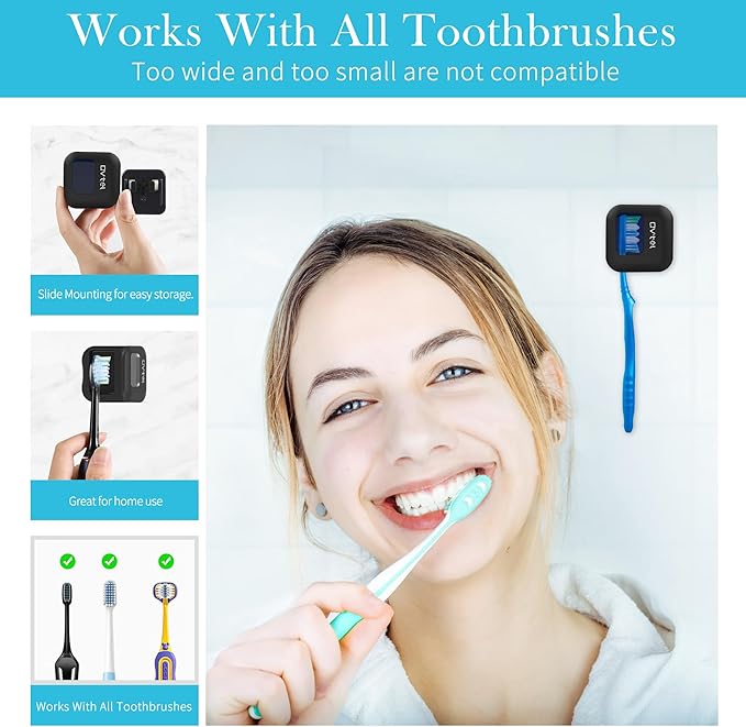 Portable Toothbrush Sanitizer & Toothbrush Holder, Travel Toothbrush Case -Manual/Electric Toothbrush Covers for Any Toothbrush Head - Rechargeable Travel Toothbrush Case with Cover, Clean for Home