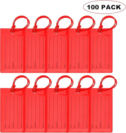 100 Pack Luggage Tags for Suitcases, Airplane Travel Essentials for Flying, International Travel Must Haves, and Luggage Accessories by Sodsay
