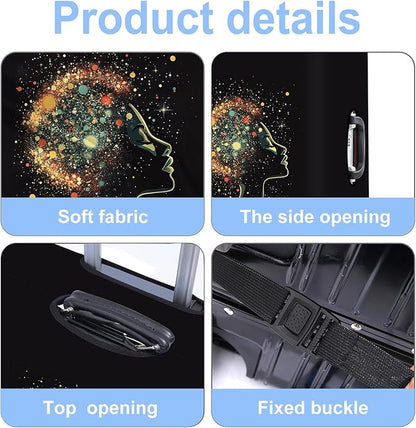 Luggage Cover Washable Suitcase Protector Anti-scratch Suitcase cover Fits 20-34 Inch Luggage (Girl-7, M(24-26inch suitcase))