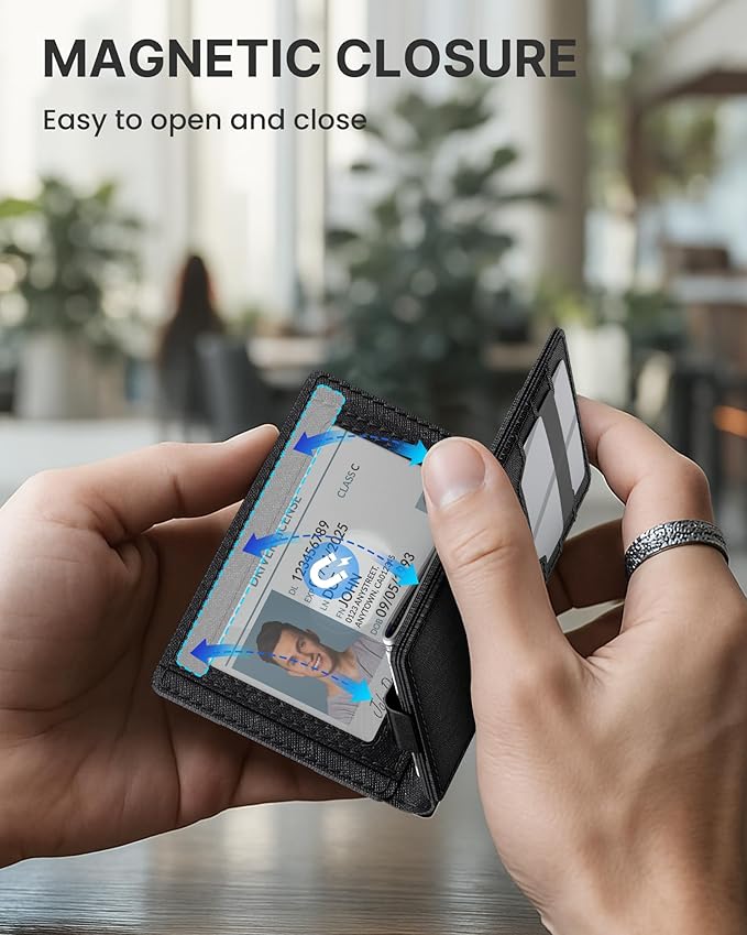 typecase Leather Wallet for Men Card Holder: Premium Genuine Leather, RFID Blocking, Slim, Minimalist, Front Pocket - 15 Cards Capacity | ID Window | Money Clip (Black)