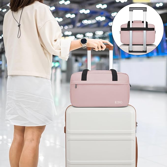 Kono Travel Duffel Bag 14L Under Seat Carry-on Bag Sports Tote Gym Bag Weekender Overnight Bags 13.78"x7.87"x7.87" Pink
