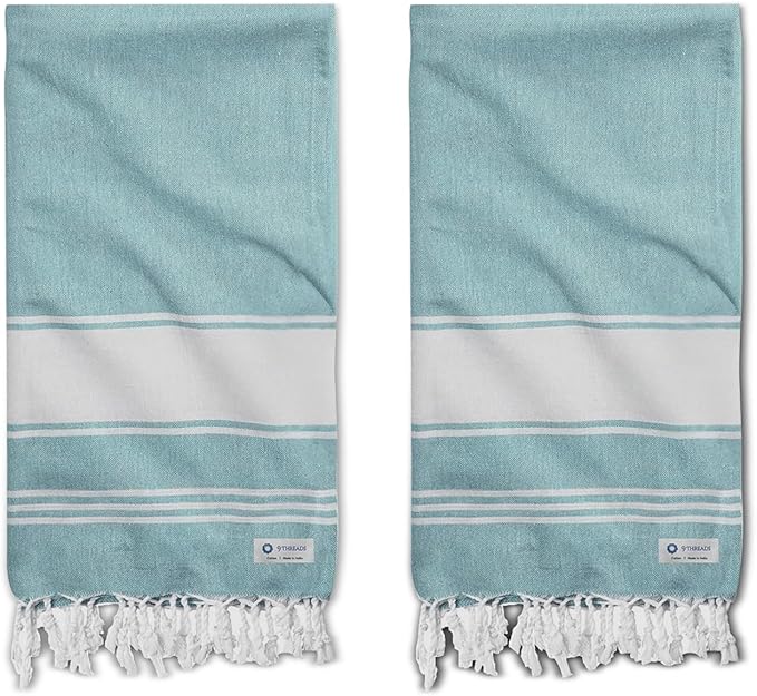 Cotton Turkish Beach Towel Towels Oversized 36"x72" Pool Absorbent Extra Large Quick Dry Sand Travel Towel (Green, 2 Pack)