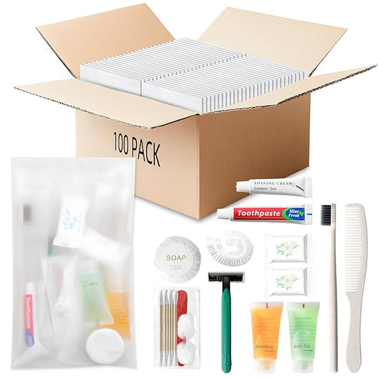 Hygiene Kit Bulk, Individually Packed, The Convenience Kit Bulk Is Fully Equipped And Clean And Hygienic, Convenience Kits Suitable For Hotel, Home, Camping, Travel (100 Sets)