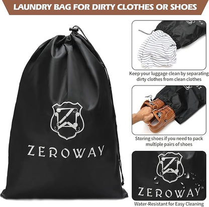 Zeroway PU Leather Travel Duffel Bag with Toiletry Dopp Kit and Laundry Bag, Weekender Overnight bag Luggage Carry-On Bag with Shoe Pouch for Men or Women Brown