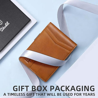 Zitahli Money Clip Wallets for Men,Slim Bifold Wallet 10-12 Cards, Mens Leather Wallet with ID Window,RFID Blocking Thin Minimalist Credit Card Holder,Gifts for Him