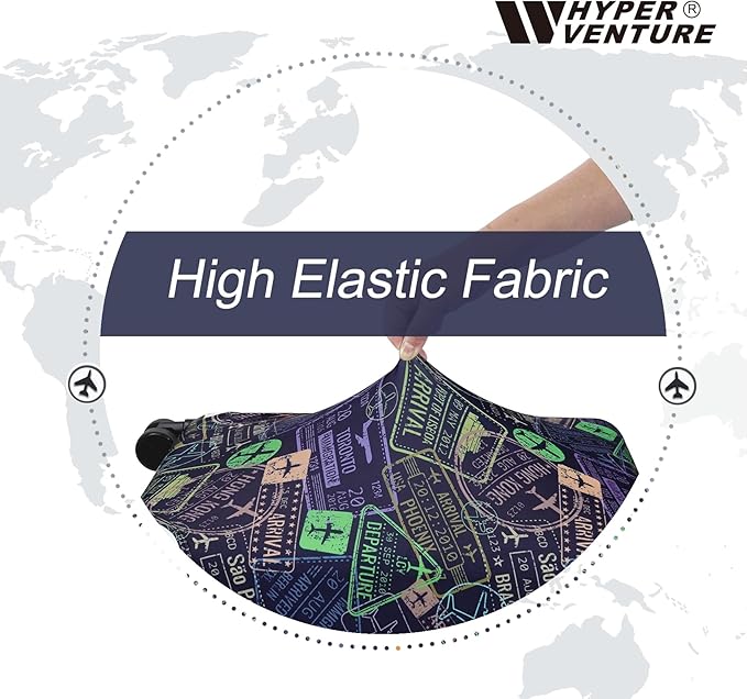 HYPER VENTURE Washable Luggage Cover - Fashion Suitcase Protector Fits 31-32 Inch Luggage (Urban Passport, XL)
