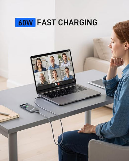 USB C to C Cable 60W [2Pack 6FT], USB Type C Fast Charging Cable for Car Durable Braided iPhone USB C Charger Cable USBC to USBC Cord for iPhone 17/16/15/Pro Max, Samsung Galaxy S23 and More-Black