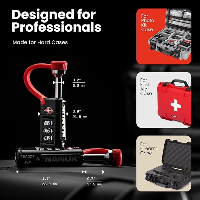 NANUK TSA Approved Locks 2-Pack – Durable, Secure Travel Case Lock with Cut-Resistant Steel Shackle & Rustproof (Black)