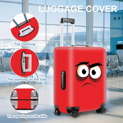 Angry Face Luggage Cover, Washable Funny Cartoon Suitcase Cover, Stretchable Travel Suitcase Protector Anti-scratch Bag Cover,XL