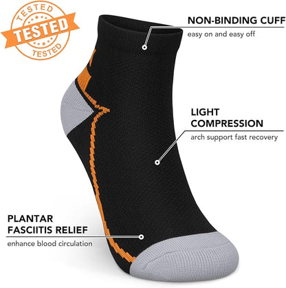 5 Pairs Copper Compression Socks for Women & Men - Ankle Plantar Fasciitis Arch Support Running Socks for Athletic
