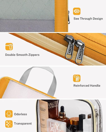 Gonex 8 Set Expandable Mesh Packing Cubes for Travel - Compression Packing Organizers with Toiletry, Laundry, Shoe & Cable Bags - Orange