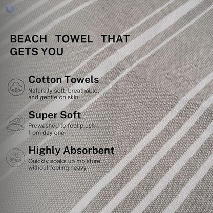 Cotton Turkish Beach Towel with Towels Oversized 36"x72" Pool Absorbent Extra Large Quick Dry Sand Travel Towel (Silver Mist, 4 Pack)