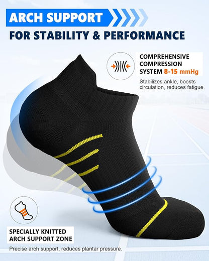 5 Pairs Copper Compression Socks for Women & Men - Ankle Plantar Fasciitis Arch Support Running Socks for Athletic