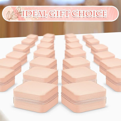Taiyin 6 Pcs Travel Jewelry Case Box Bridesmaid Gifts Bulk Travel Jewelry Cases Boxes Small Jewels Organizers Mini Accessories Ornaments Storage for Women Girls Wedding Gifts (Pink)