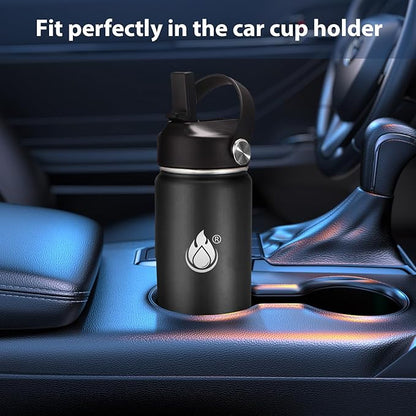 Insulated Water Bottle 32 oz with Straw, Stainless Steel Wide Mouth Water Bottle, Double Wall Vacuum Leak Proof with Straw Lid & Spout Lid for Sports or Office, Keep Cold or Hot Up to 24 Hrs