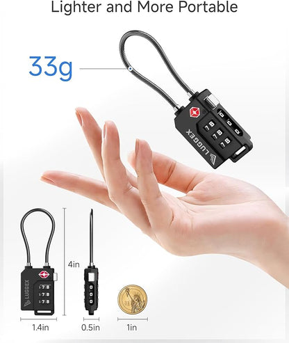 LUGGEX TSA Locks for Luggage, Suitcase Locks TSA Approved, Luggage Locks, Ease of Use & Durable(Black,6 Pack)